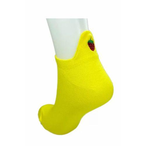 6 Çift Çilek Nakış Baskılı Pamuklu Yumuşak Kadın Bilek Çorap