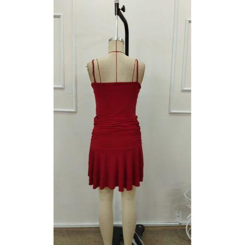 Kadın Ip Askılı Yuvarlak Yaka Büzgülü Kısa Sandy Elbise