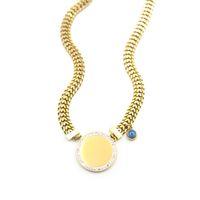 Taşlı Plaka Kolye - Altın