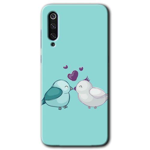 Xiaomi Mi 9 Kılıf Baskılı Kapak - Mutlu Kuşlar + 5D Tam Kaplayan Cam