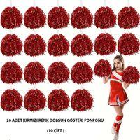 10 Çift ( 20 Adet ) Kırmızı Renk 23 Nisan 19 Mayıs 29 Ekim Okul Gösteri Ponponları