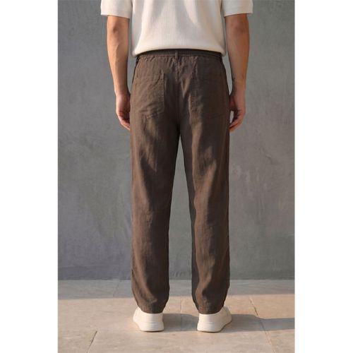 Magnus Tensel Kumaş Relaxed Fit Beli Lastikli Erkek Pantolon - Kahve