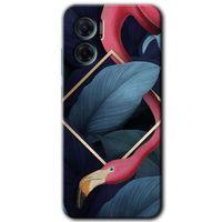 Potkal Hediye Fabrikası Xiaomi Redmi Note 11E HD Baskılı Kılıf + 9D Tam Ekran Koruyucu - Flamingo Yaprak