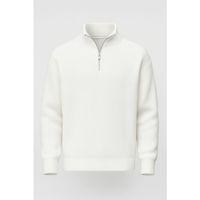 Nolan Oversize Selanik Örgü Yarım Fermuar Erkek Triko Kazak - Ekru