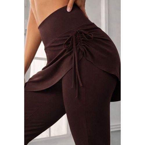 Kadın Yüksek Belli Yandan Büzgülü Paçaya Doğru Geniş Dalgıç Tayt