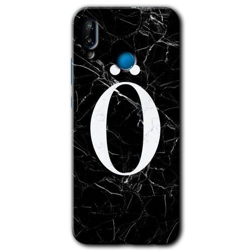 Huawei P20 Lite Kılıf HD Desen Baskılı Arka Kapak - Siyah Mermer Desenli Ö Harfi