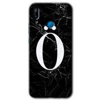 Huawei P20 Lite Kılıf HD Desen Baskılı Arka Kapak - Siyah Mermer Desenli Ö Harfi