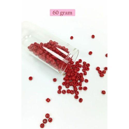 Dökme Cam Kum Boncuk Büyük Boy (6/0) 4 mm - 60 Gram - Koyu Kırmızı - BNC110