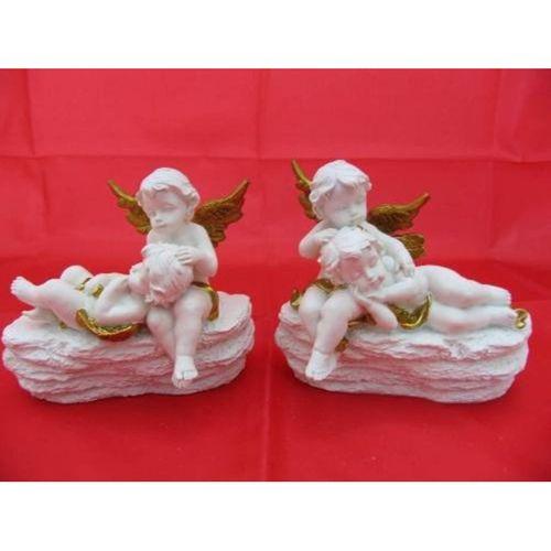 Melek Figürler-QQC 2Lİ TAŞTA OTURAN MELEK>>12.3X7.5X10.5 CM.
