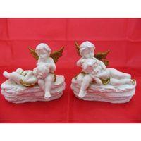 Melek Figürler-QQC 2Lİ TAŞTA OTURAN MELEK>>12.3X7.5X10.5 CM.