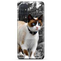 Lopard Samsung Galaxy M51 Uyumlu Kılıf Kediler (43) Thin Fit Kılıf Beyaz Kedi