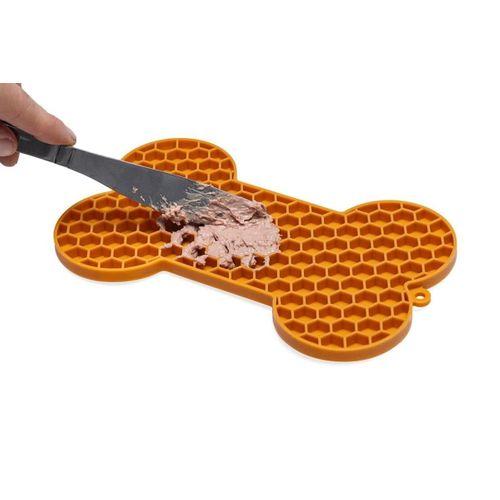 Beeztees Yavru Köpek Yaş Mama Yeme Oyuncağı, Kemik Şeklinde, Silikon, Turuncu, 18x11cm