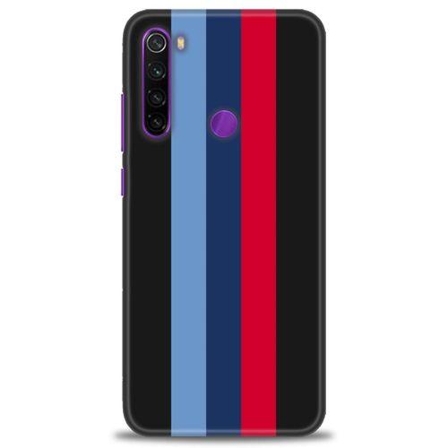 Xiaomi Redmi Note 8 Kılıf HD Baskılı Kılıf - Bordo Mavi Çubuklar + Tam Ekran Koruyucu