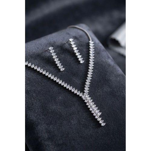 Arpa Zirkon Taşlı Su Yolu Kolye ve Küpe Set