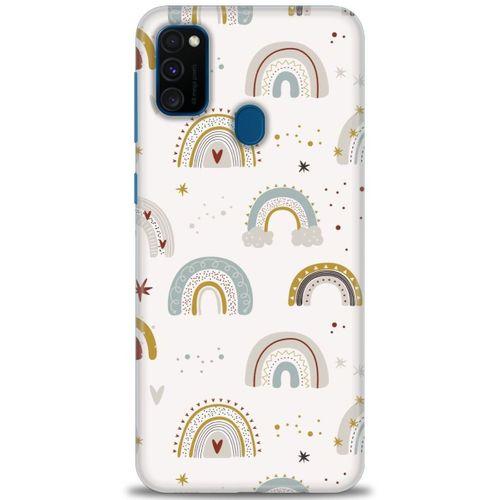 Samsung Galaxy M30S Kılıf HD Baskılı Kılıf - Gökkuşağı + Tam Ekran Koruyucu