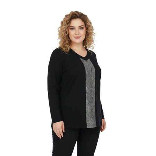 Kadın Siyah V Yaka Taşlı Bluz BGL-ST05150