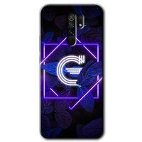 Redmi 9 Kılıf HD Desen Baskılı Arka Kapak - Dark Neon Yaprak G Harfi + Kırılmaz Cam