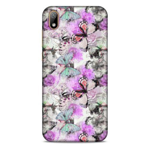 Huawei Y5 2019 Kılıf Kelebek Etkisi (15) Antişok Kılıf Mor Beyaz