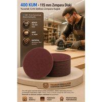 12 ADET 400 KUM Yuvarlak Cırtlı Zımpara Diski 115 mm Deliksiz Zımpara Kağıdı 723221