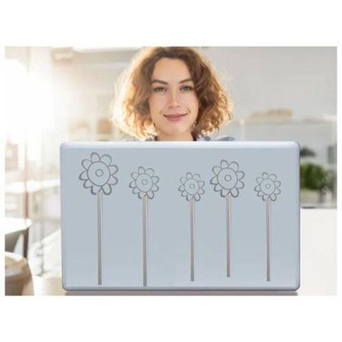 2 Adet Defter Sticker,Laptop Sticker  Gri Papatyalı  Pvc 48X33X0,5Cm