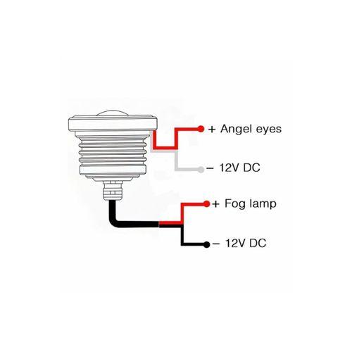 Mercekli Angel Yuvarlak Led Kırmızı Sis Farı 7.6cm Metal Gövde
