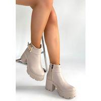 Pinma Bej Cilt Topuklu Bot