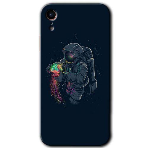 MRCİLETİSİM iPhone XR Kılıf HD Desen Baskılı Arka Kapak + Temperli Cam - Astronot Kıyafeti