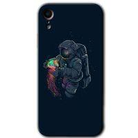 MRCİLETİSİM iPhone XR Kılıf HD Desen Baskılı Arka Kapak + Temperli Cam - Astronot Kıyafeti