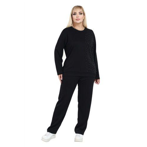 Melsay Butik Siyah Yarım Garni Taşlı Kadın Eşofman Takımı