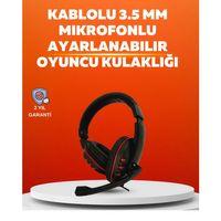Stereo Kırmızı  Kulaklığı Yumuşak Pedli Mikrofonlu