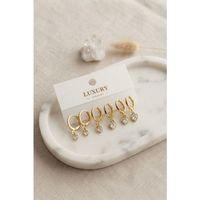 Kalp Zirkon Taşlı Gold Renk Pirinç Set Küpe