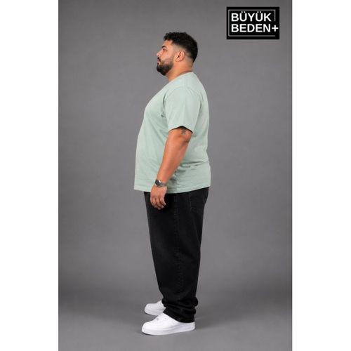 Süperlife Büyük Beden Erkek V Yaka Pamuklu Basic Tişört Lacivert 3XL-6XL SPR26BTS509