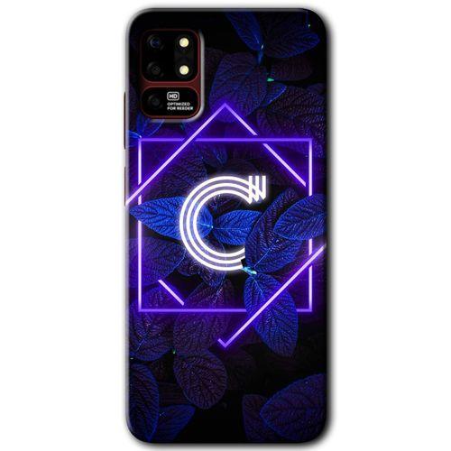 Reeder S19 Max Kılıf HD Desen Baskılı Arka Kapak - Dark Neon Yaprak C Harfi