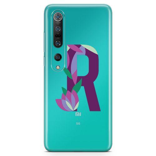 Xiaomi Mi 10 Kılıf R Harfi Çiçekli Arka Kapak Koruma Desenli Full Koruyucu