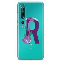 Xiaomi Mi 10 Kılıf R Harfi Çiçekli Arka Kapak Koruma Desenli Full Koruyucu