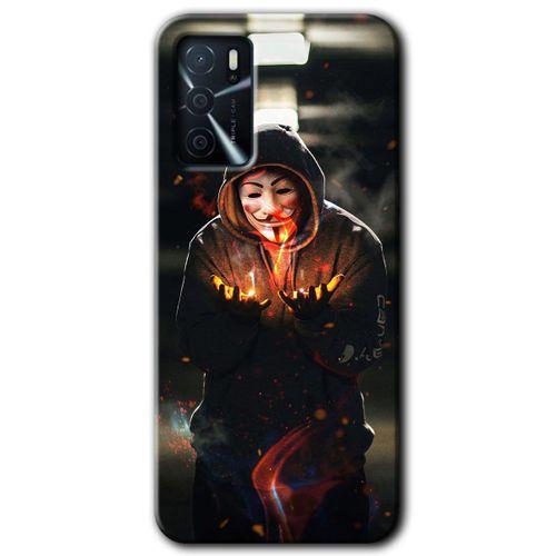 MRCİLETİSİM Oppo A16 Kılıf Kapak - V for Fire +Hayalet Ekran Yandan Gözükmez