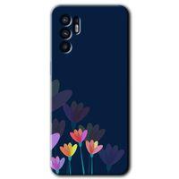 MRCİLETİSİM Oppo Reno 6 Kılıf HD Desen Baskılı Arka Kapak + Temperli Cam - Çizim Çiçekleri