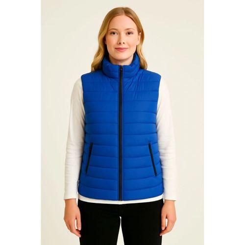 Şişme Fermuarlı Yelek Su Itici Kapitone Astarlı Kumaş Cepli Hafif Kışlık Spor Rahat Kalıp - Saks Mavisi