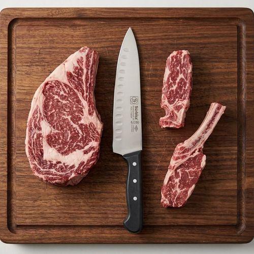 Sürbisa Sürmene 61080 Profesyonel Oluklu Şef Bıçağı 33 cm Paslanmaz Çelik Pimli Saplı Aşçı Bıçağı