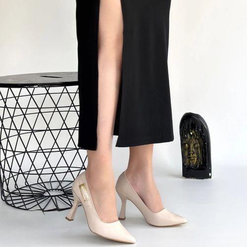 Cerin Bej Cilt Topuklu Ayakkabı