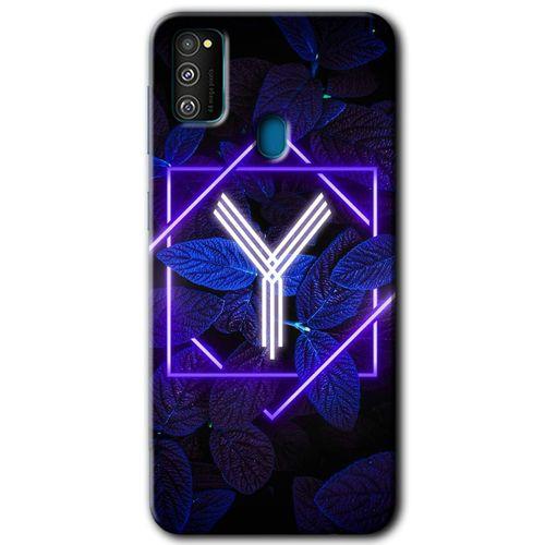 Samsung Galaxy M30s Kılıf Baskılı Kapak - Dark Neon Yaprak Y Harfi +Tam Ekran Koruyucu