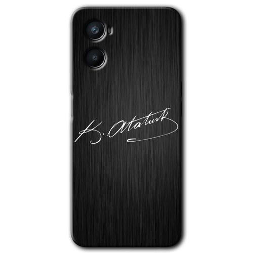 Oppo Reno 3 Kılıf HD Desen Baskılı Arka Kapak + Temperli Cam - İmza Atatürk