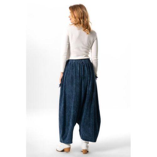 Beli Lastikli Behin Çift Cepli Sonbahar ve Kışlık Otantik Triko Şalvar İndigo indg