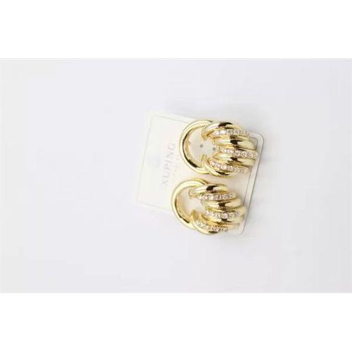 Taşlı Halka Küpe - Altın