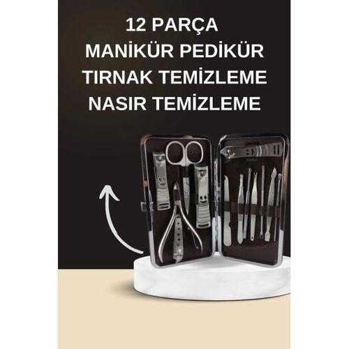 Elektrikli Manikür Pedikür Seti İkili Set 12 Parça Tırnak Bakımı Törpü Protez Çıkarma