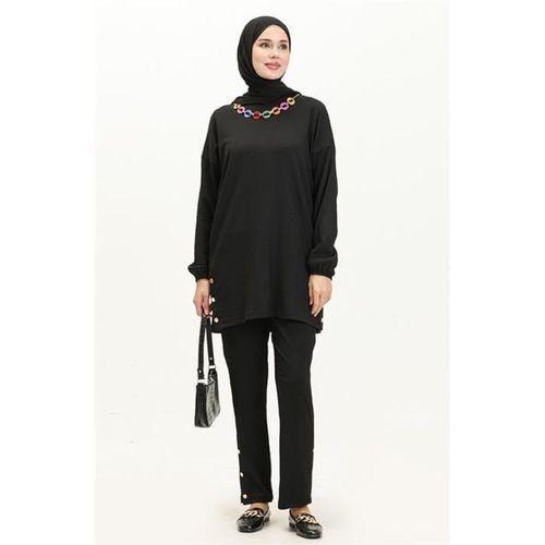 Candy Kolye Detaylı Tunik Pantolon İkili Takım - 71136.003 - Siyah