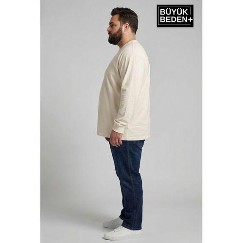 Erkek Büyük Beden Uzun Kollu 2 İplik Bisiklet Yaka Tişört SPR26BEA942