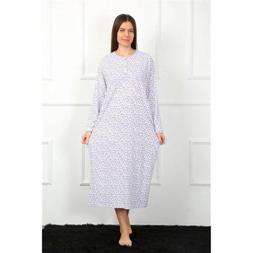 Özel Tasarım Kadın Mor Uzun Kollu Gecelik Anne Modeli