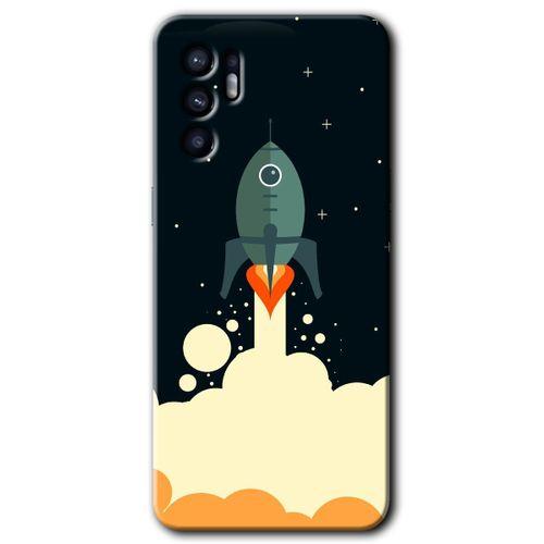 Oppo Reno 6 Kılıf HD Desen Baskılı Arka Kapak + Temperli Cam - Space Smoke