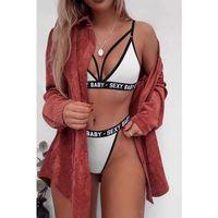 Kadın Beyaz Yazı Detaylı Ipli Sütyen Takımı